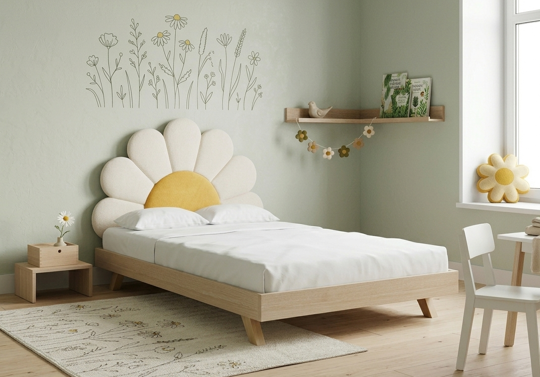 Łóżko Podłogowe Dziecięce Daisy Stokrotka Legs Basic - Kwiatowy Design Rośnie Razem z Dzieckiem