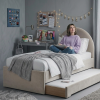 Łóżko Dziecięce Double Bed Pille - Podwójne Łóżko Tapicerowane Z Wysuwaną Szufladą Spania