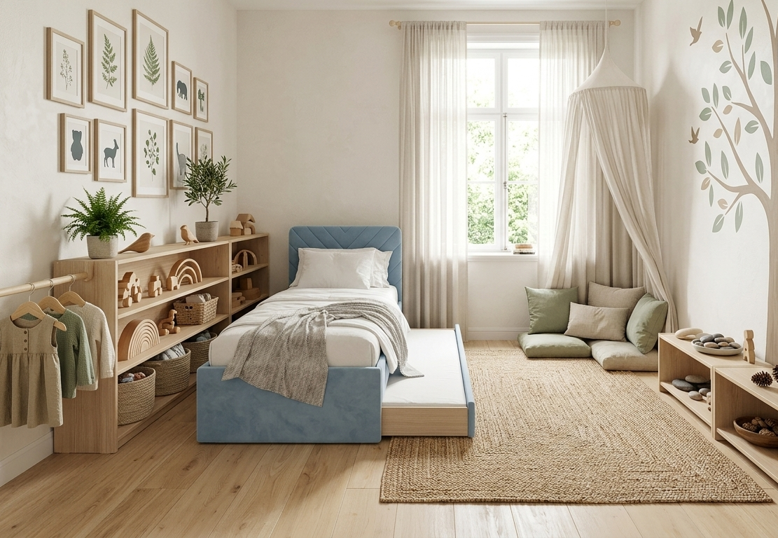 Łóżko Dziecięce Double Bed Stitch - Podwójne Łóżko Tapicerowane Z Wysuwaną Szufladą Spania