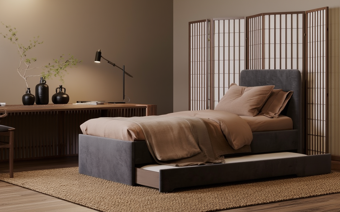 Łóżko Dziecięce Double Bed Redu - Podwójne Łóżko Tapicerowane Z Wysuwaną Szufladą Spania