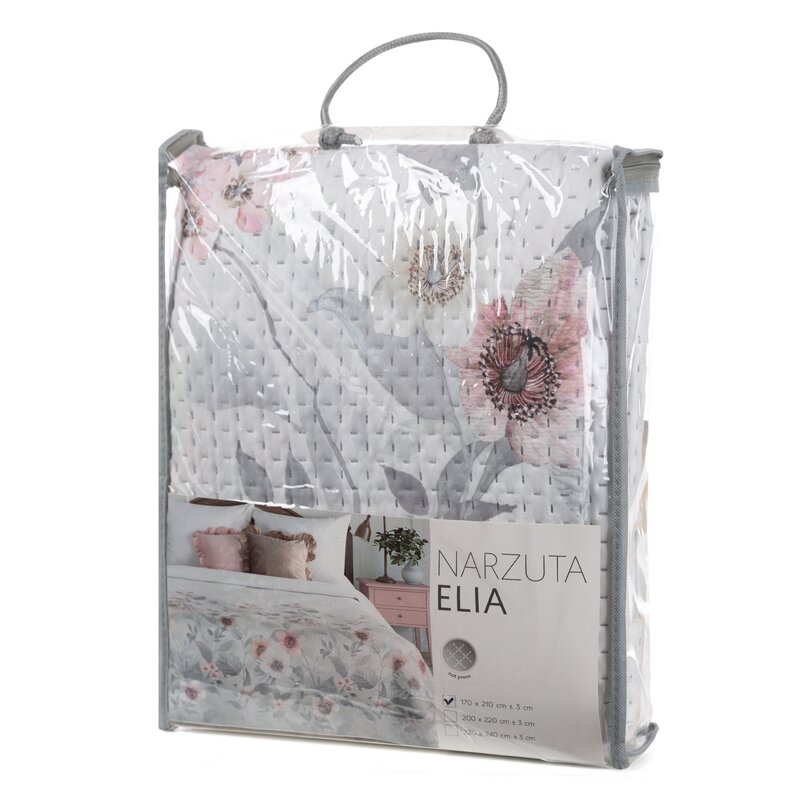 Narzuta Elia srebrna 240 X 220 cm – delikatny kwiatowy wzór