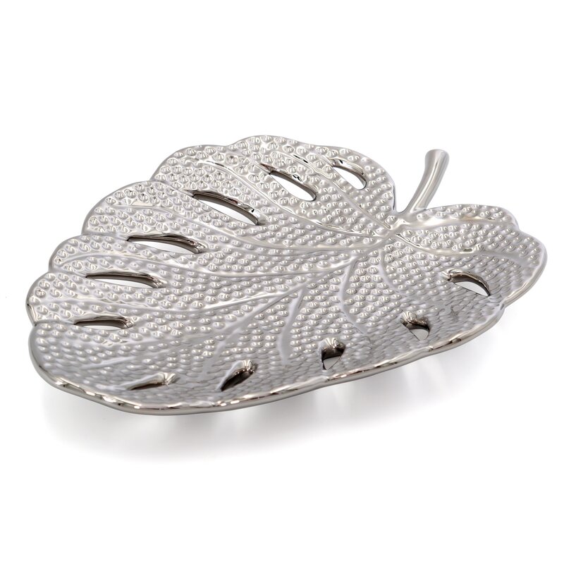 Patera ceramiczna KARLO (01) srebrna 25 X 19 X 4 CM – do biżuterii i dekoracji