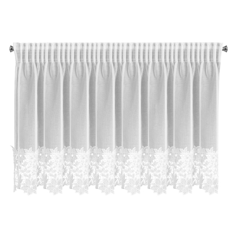 Firana gotowa Artemida biała 200 X 70 cm – z koronkową obszywką