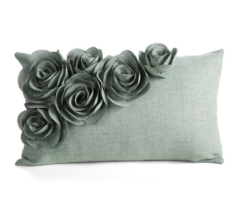 Poszewka Flores 7 zielona 30 X 50 cm – z trójwymiarowymi różami