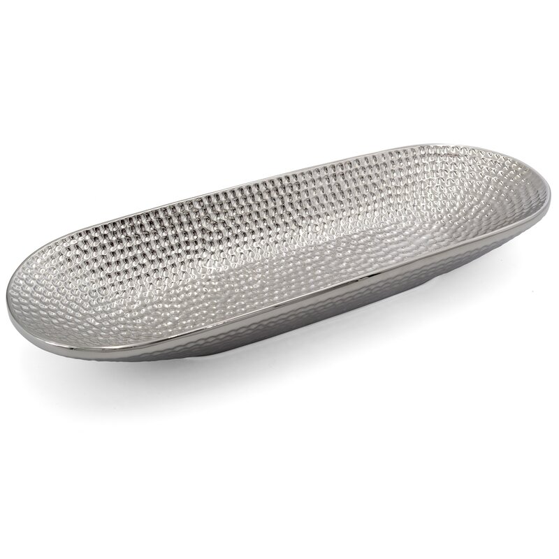 Patera dekoracyjna Greg srebrna 41 X 15 X 6 CM – na owoce i przekąski