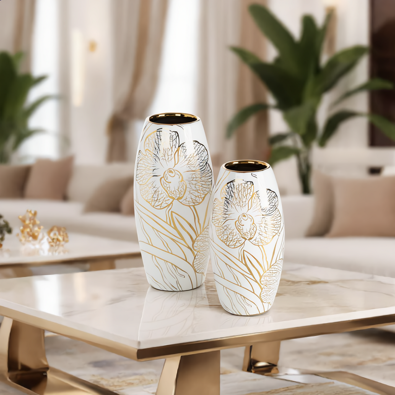 Wazon ceramiczny Glen biały O 14 X 30 CM – na kwiaty i dekoracje