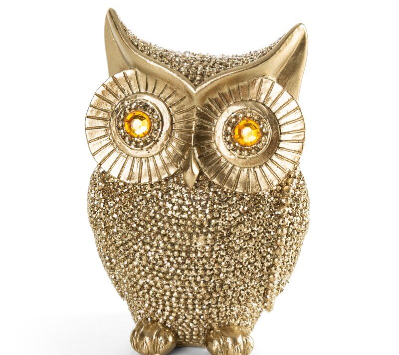Figurka ceramiczna sowa Eldo szampańska 8 X 6 X 11 cm – na półkę i komodę