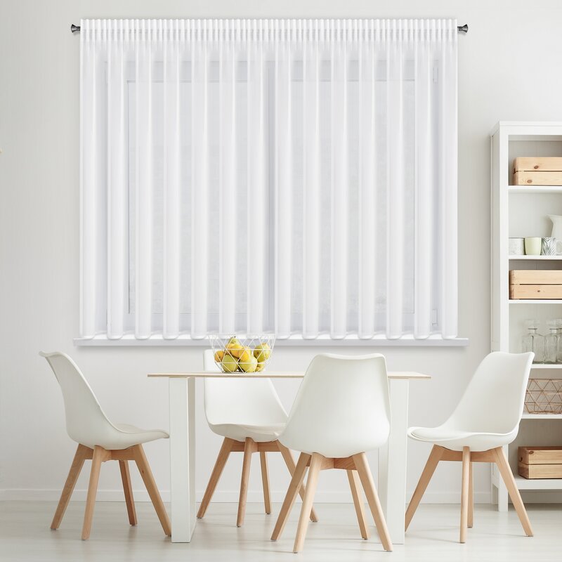 Firana gotowa Dalia na taśmie biała 350 X 150 cm – rozjaśnia wnętrze