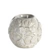Świecznik ceramiczny Naira (01) kremowy O 10 X 10 cm – z kwiatowym wzorem
