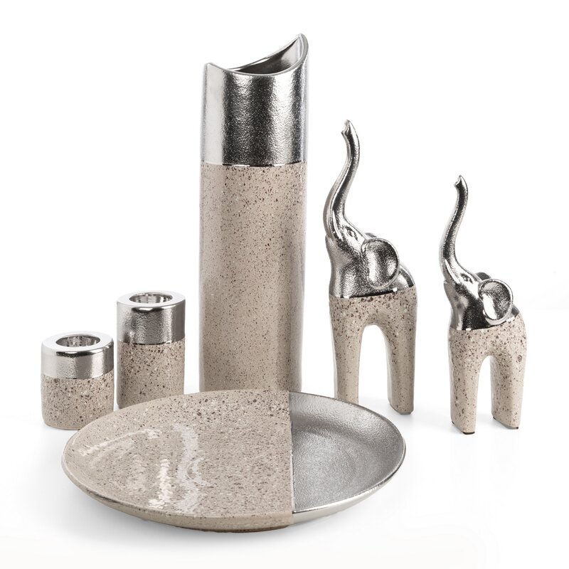 Wazon ceramiczny LAILA srebrny O 13 X 46 cm – na susze i kwiaty