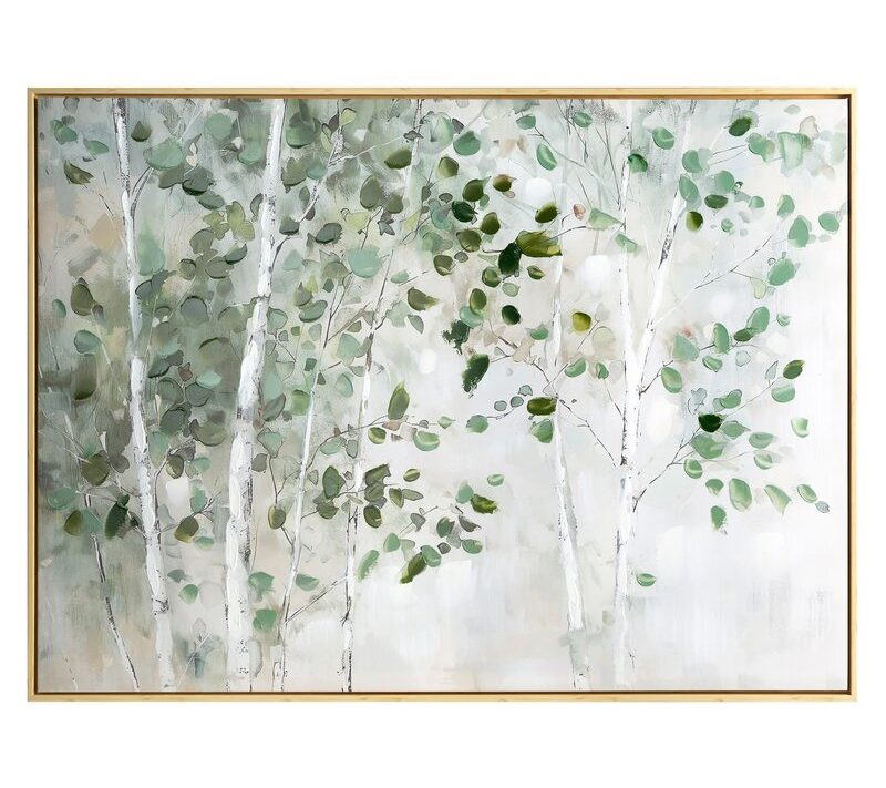 Obraz ręcznie malowany kwiaty zielony 100 X 70 CM – wnosi naturalne piękno