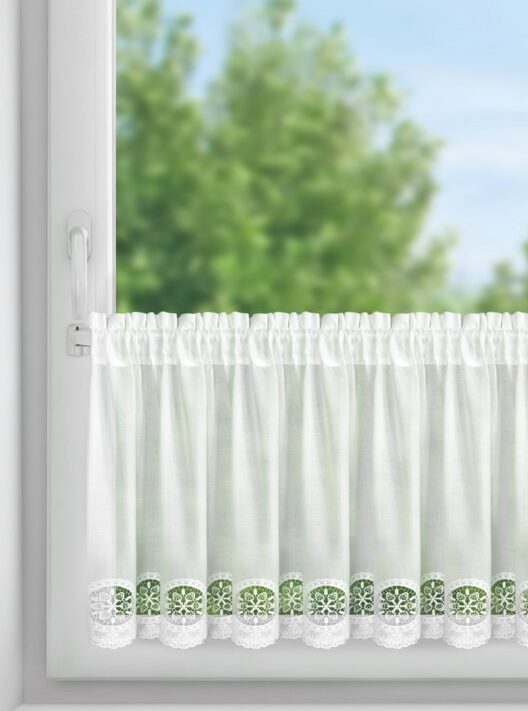 Firana gotowa Lila biała 150 X 40 cm – do kuchni i jadalni
