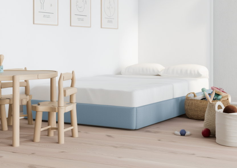 Łóżko Dziecięce Sofa Legs Texti - Minimalistyczne Tapicerowane Łóżko Rosnące Przypodłogowe Na Nóżkach