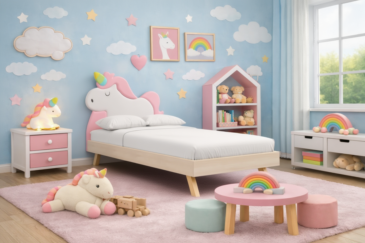 Łóżko Dziecięce Unicorn Legs Basic - Rosnące Łóżko Z Zagłówkiem W Kształcie Jednorożca