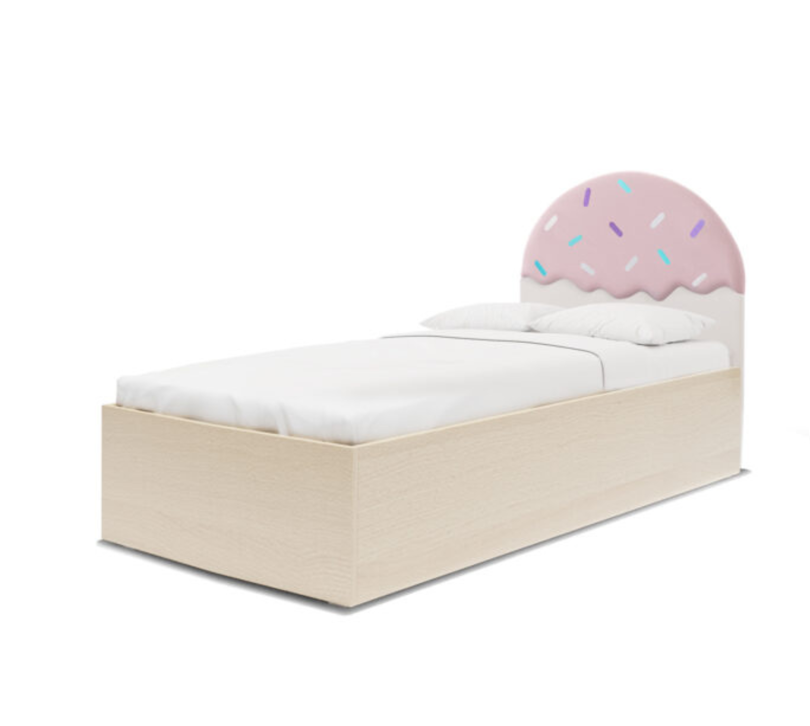 Łóżko Dziecięce Confetti Box Basic - Łóżko Z Pojemnikiem I Zagłówkiem W Kształcie Lodowego Deseru