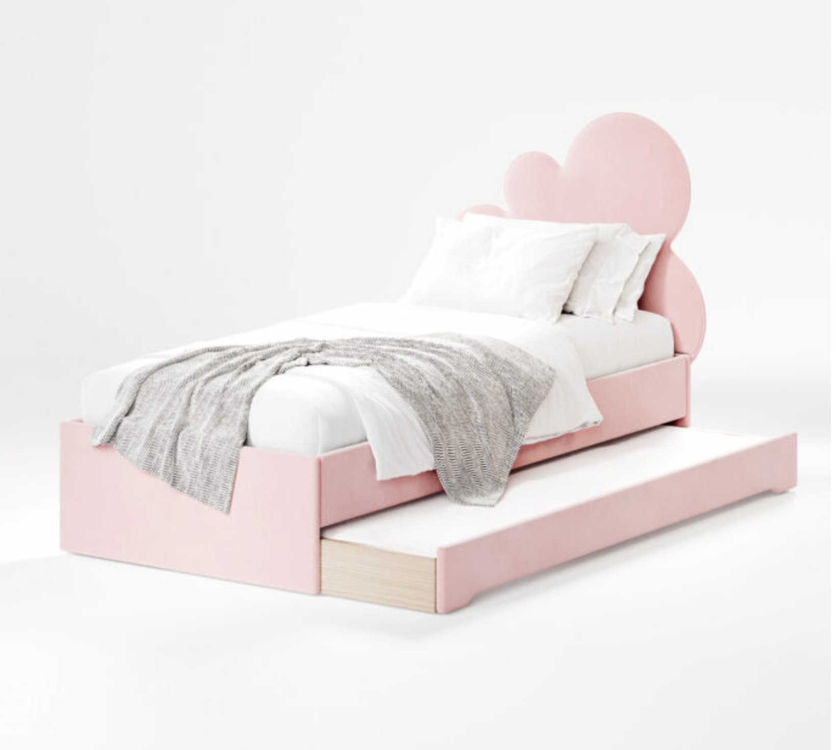 Łóżko Dziecięce Double Bed Chmurka - Podwójne Łóżko Tapicerowane Z Wysuwaną Szufladą Spania