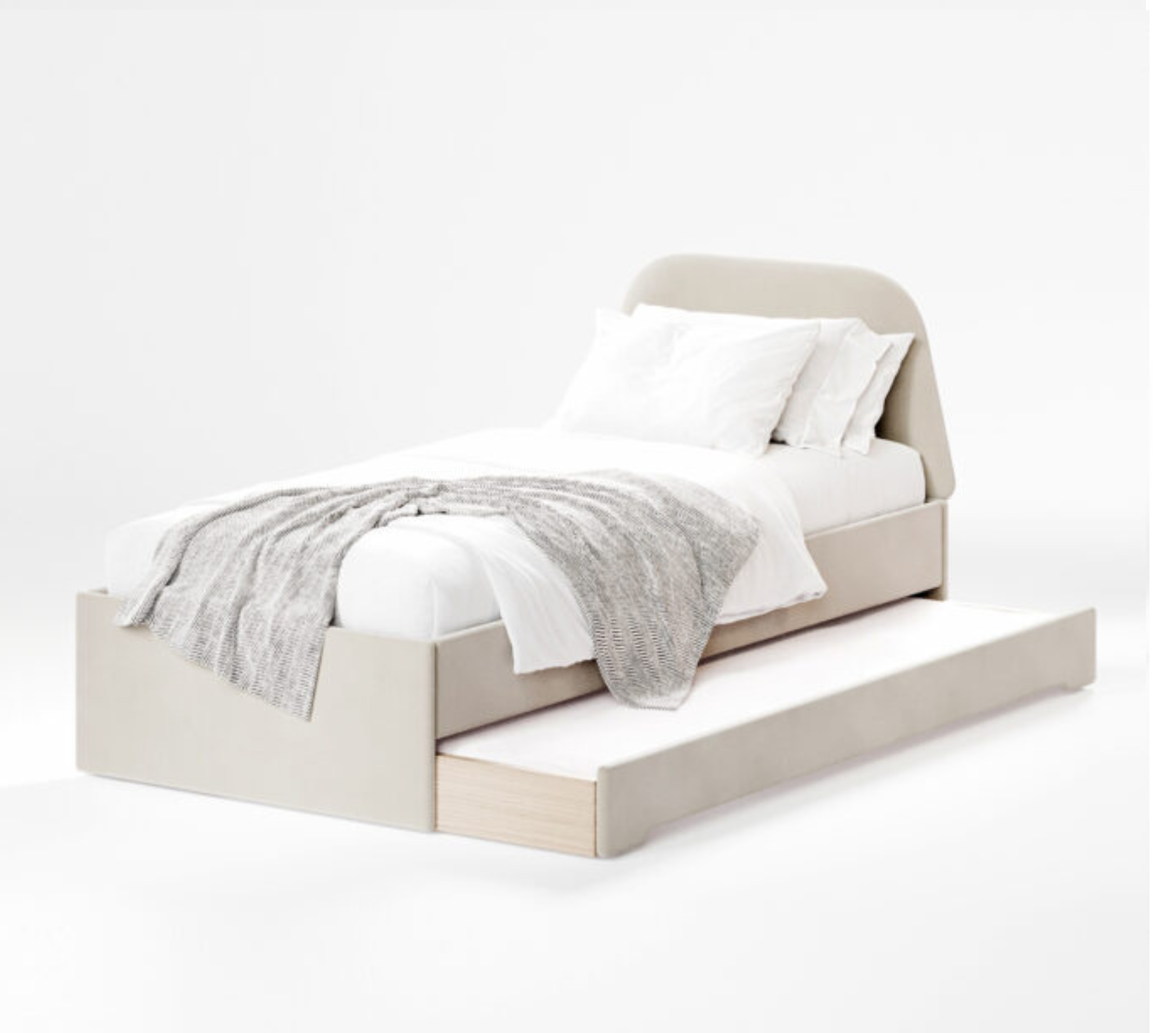 Łóżko Dziecięce Double Bed Trapez - Podwójne Łóżko Tapicerowane Z Wysuwaną Szufladą Spania