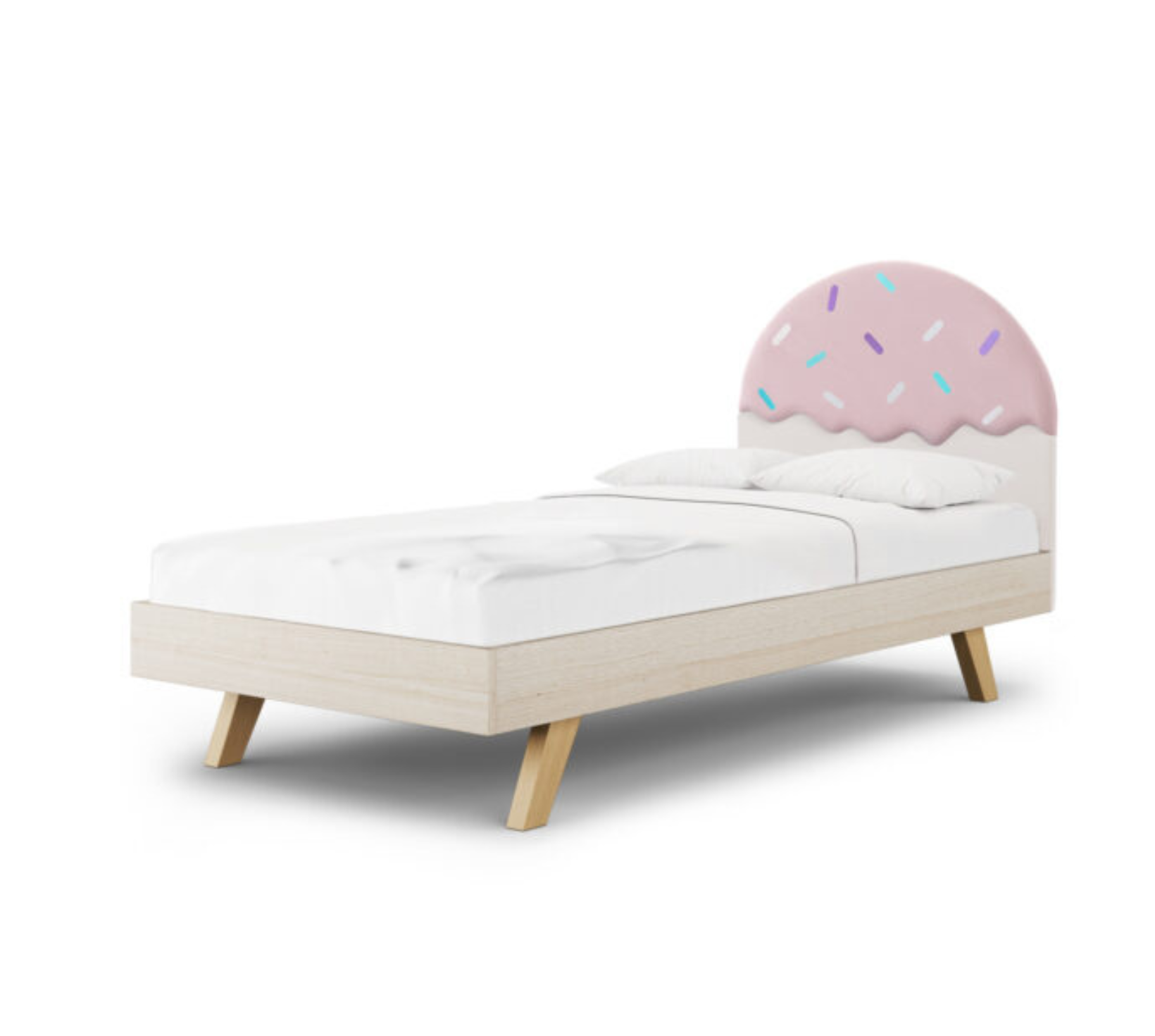 Łóżko Dziecięce Confetti Legs Basic - Rosnące Łóżko Przypodłogowe Z Zagłówkiem W Kształcie Lodowego Deseru