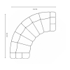 Półokrągła sofa modułowa tapicerowana Arand RL+RP