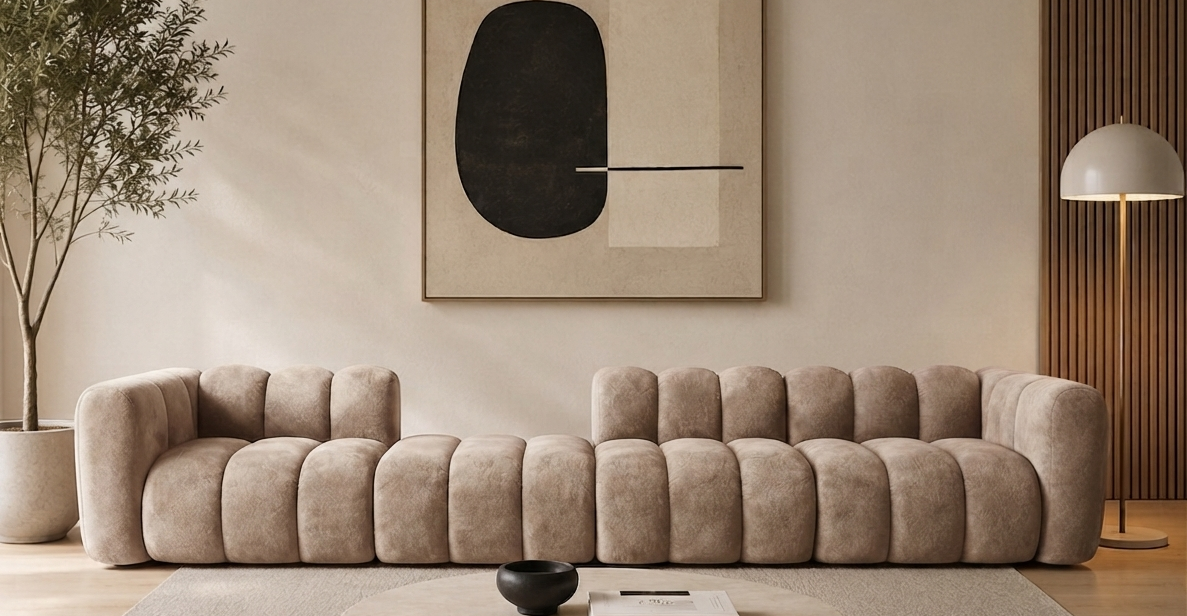 Nowoczesna pikowana sofa modułowa tapicerowana Arand SL+P+S+SP