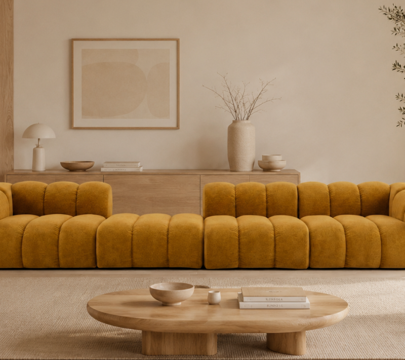 Sofa Tapicerowana Modułowa Arand Line SL+P+S+SP - Duża Kanapa 410 cm z Komfortowym Podłokietnikiem