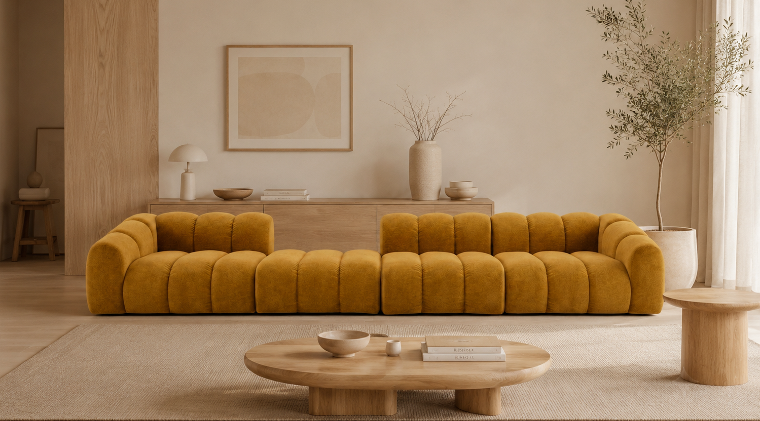 Sofa Tapicerowana Modułowa Arand Line SL+P+S+SP - Duża Kanapa 410 cm z Komfortowym Podłokietnikiem