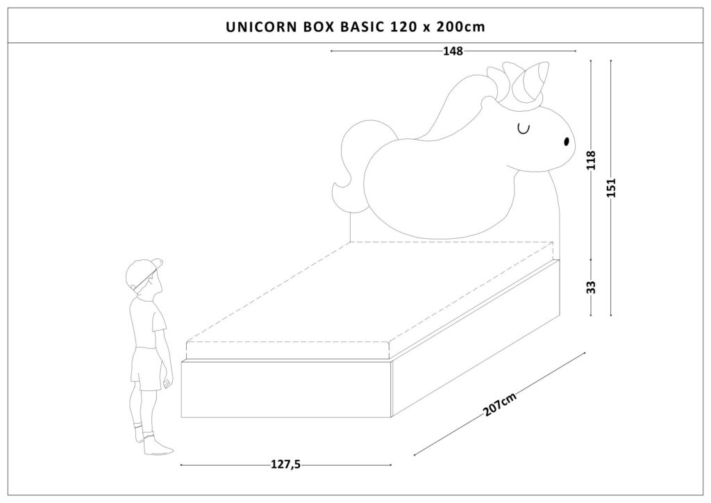 Łóżko Dziecięce Unicorn Box Basic - Łóżko Z Pojemnikiem I Zagłówkiem W Kształcie Jednorożca