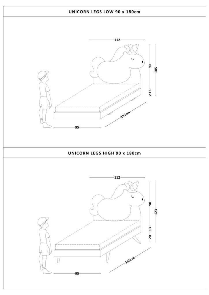 Łóżko Dziecięce Unicorn Legs Basic - Rosnące Łóżko Z Zagłówkiem W Kształcie Jednorożca