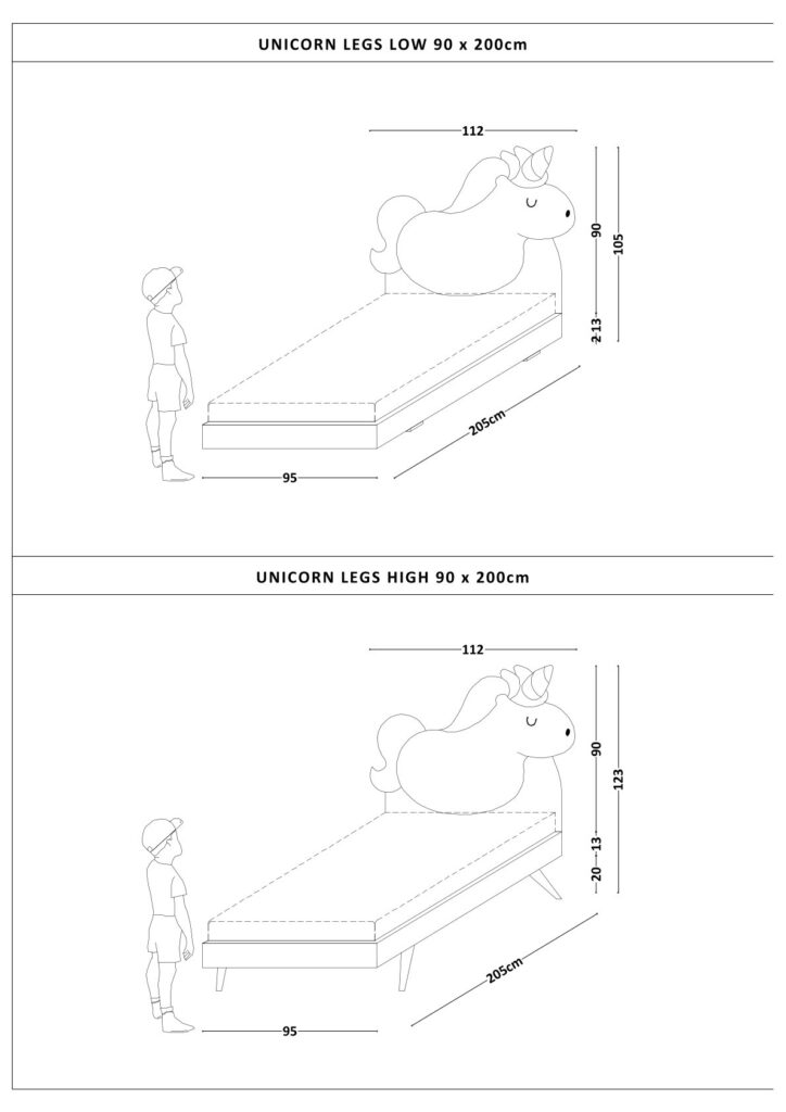 Łóżko Dziecięce Unicorn Legs Basic - Rosnące Łóżko Z Zagłówkiem W Kształcie Jednorożca
