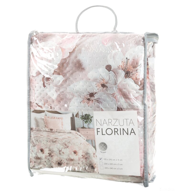 Narzuta Florina pudrowa 170 X 210 cm – delikatny wzór kwiatowy