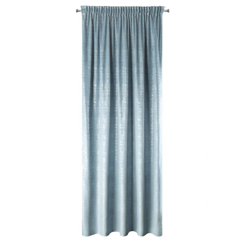 Zasłona welwetowa gotowa D91 Cypr niebieska 140 X 270 CM – ze srebrnym nadrukiem