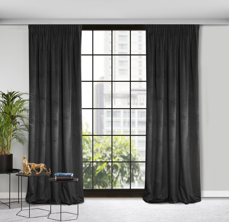 Zasłona welwetowa D91 Rosa czarna 135 X 300 cm – miękka w dotyku