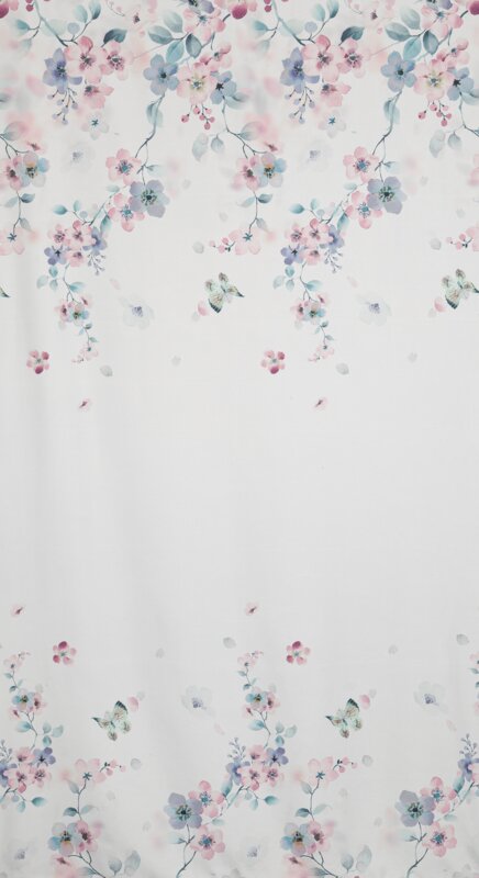 Zasłona gotowa Flora biała w róże 140X250 – łatwa w pielęgnacji
