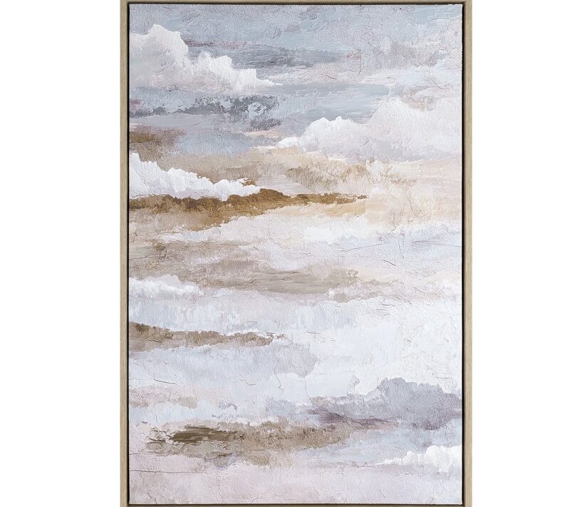 Obraz ręcznie malowany jasnoniebieski 60 X 90 cm – subtelna dekoracja