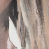 Obraz ręcznie malowany Portret kobiety w kapeluszu brązowy 80 X 120 cm – wnosi ciepły nastrój