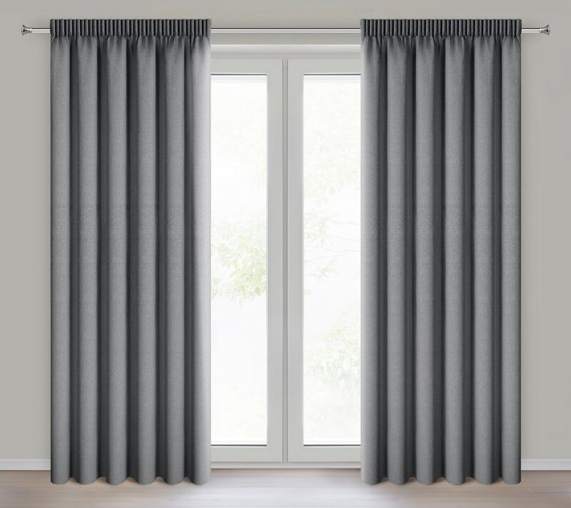 Zasłona gotowa Zoey stalowa 140 X 270 cm – 100% zaciemniająca