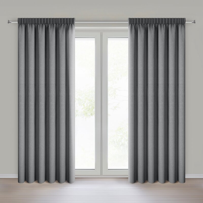 Zasłona gotowa Zoey stalowa 140 X 270 cm – 100% zaciemniająca
