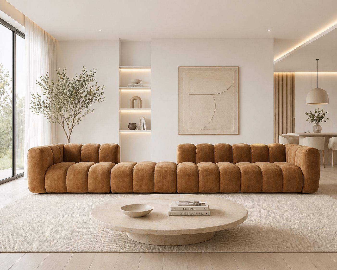 Nowoczesna pikowana sofa modułowa tapicerowana Arand SL+P+S+SP