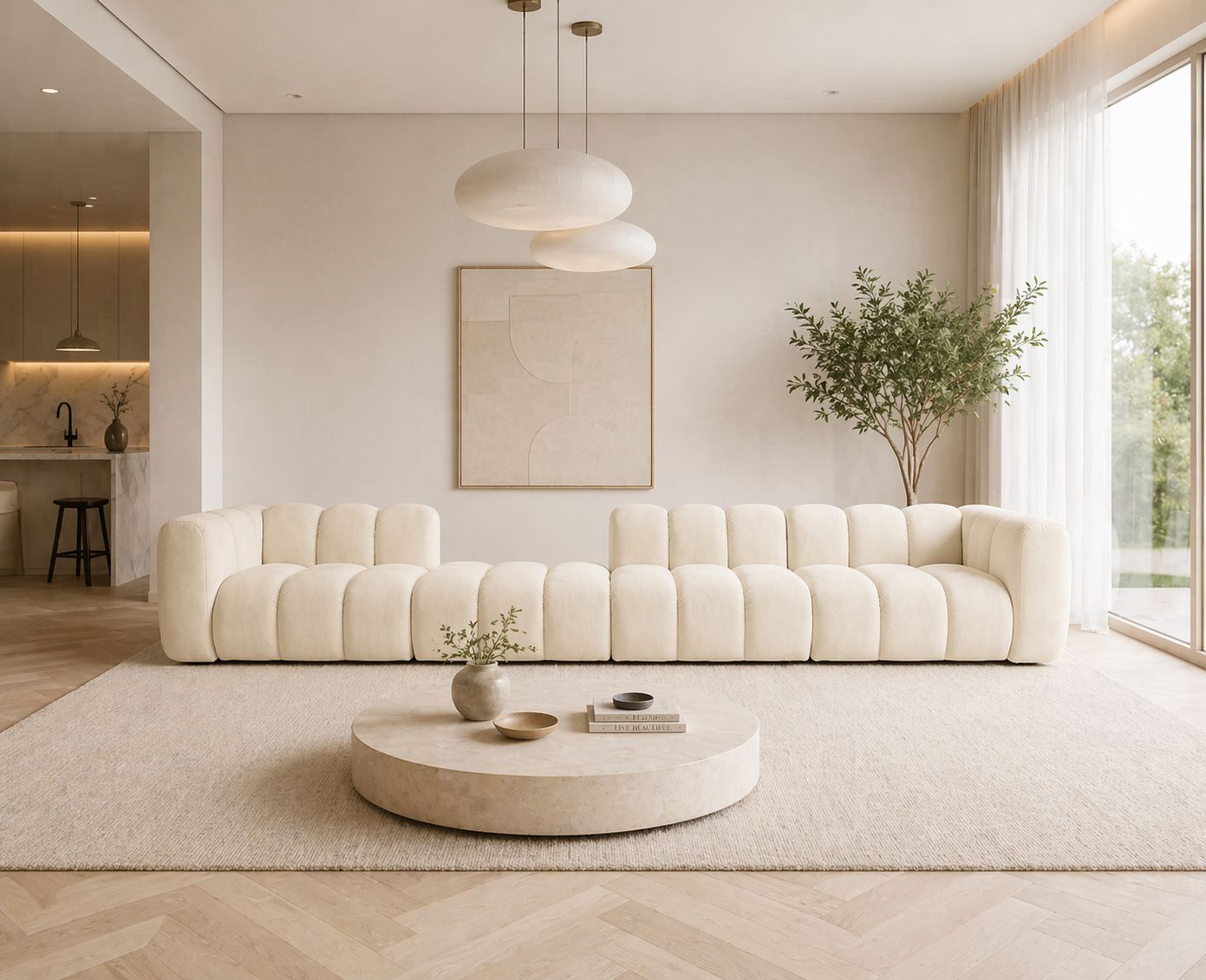 Nowoczesna pikowana sofa modułowa tapicerowana Arand SL+P+S+SP