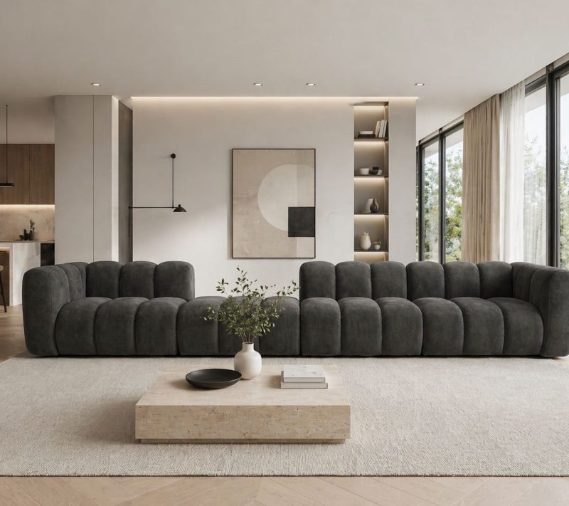 Nowoczesna pikowana sofa modułowa tapicerowana Arand SL+P+S+SP