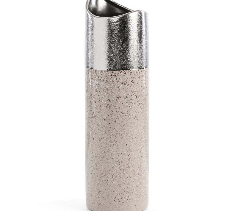 Wazon ceramiczny LAILA srebrny O 13 X 46 cm – na susze i kwiaty