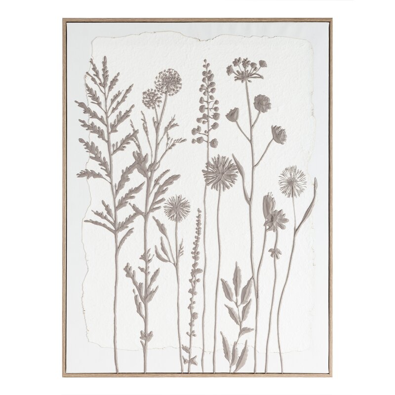 Obraz ręcznie malowany motyw roślinny biały 45 X 60 cm – wnosi świeżość i spokój