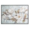 Obraz ręcznie malowany z magnoliami kremowy 100 X 70 CM – wprowadza naturalne piękno