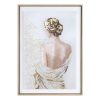 Obraz ręcznie malowany sylwetka kobiety kremowy 50 X 70 cm – stworzy spokojny nastrój