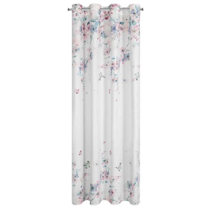 Zasłona gotowa Flora biała w róże 140X250 – łatwa w pielęgnacji