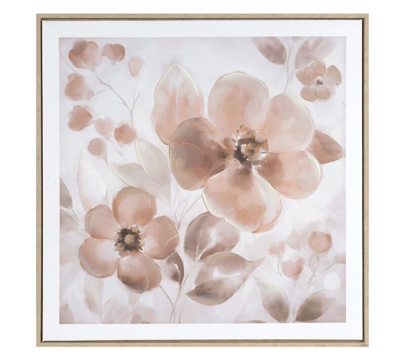 Obraz ręcznie malowany Kwitnące Kwiaty pudrowy 60 X 60 CM – tworzy relaksującą atmosferę