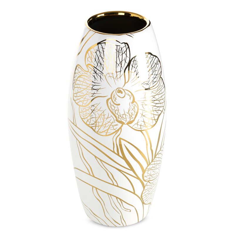 Wazon ceramiczny Glen biały O 14 X 30 CM – na kwiaty i dekoracje