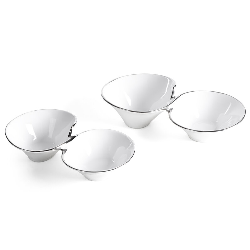 Misa dekoracyjna ceramiczna Elene (02) biała 22 X 13 X 6 cm – idealna na stół kawowy