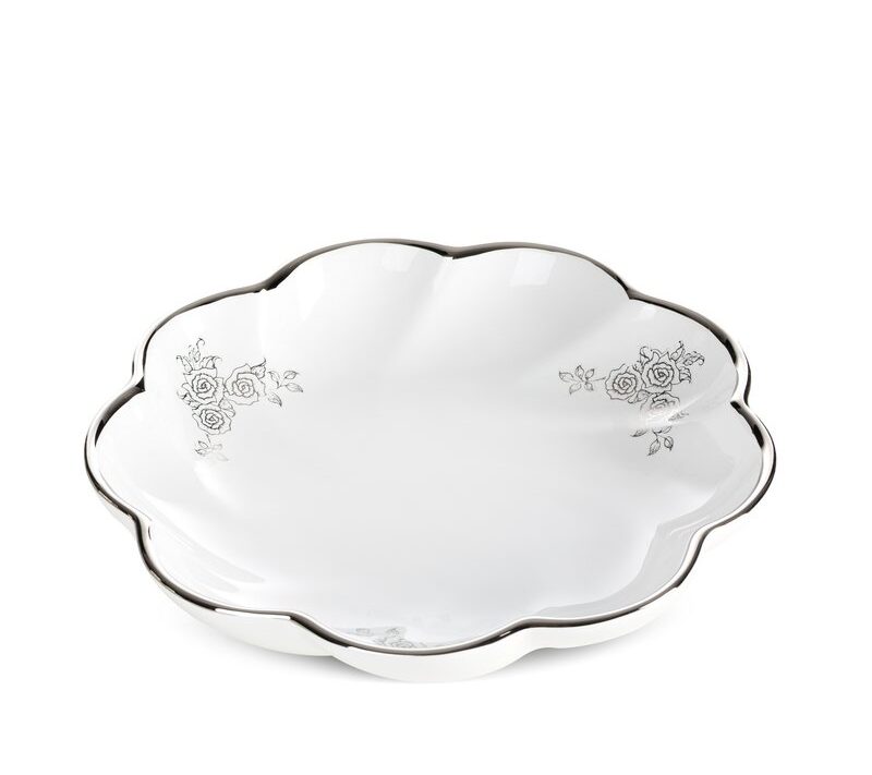 Patera ceramiczna dekoracyjna Elsa biała O 25 X 5 cm – na owoce i ozdoby