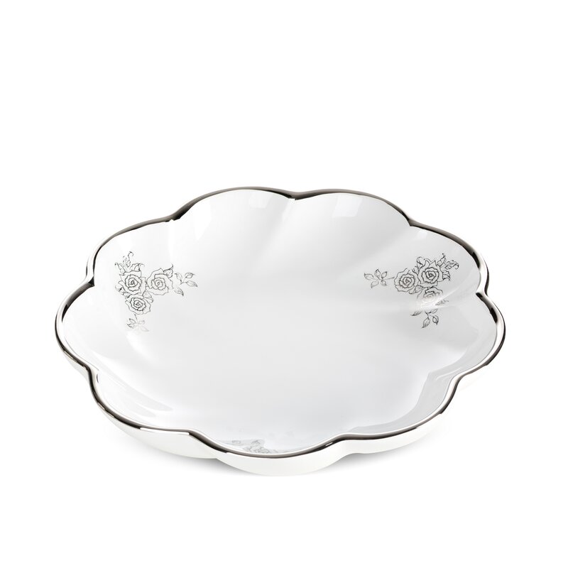 Patera ceramiczna dekoracyjna Elsa biała O 25 X 5 cm – na owoce i ozdoby